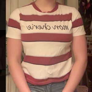 T-shirt with red and white stripes